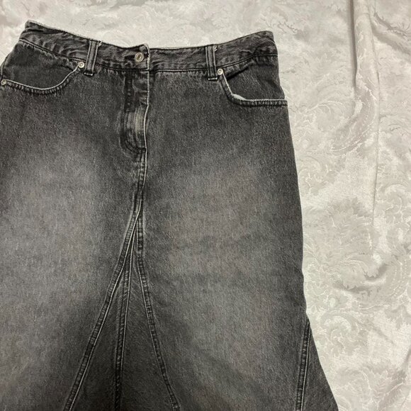 vintage black denim midi skirt size 10 - Picture 2 of 5